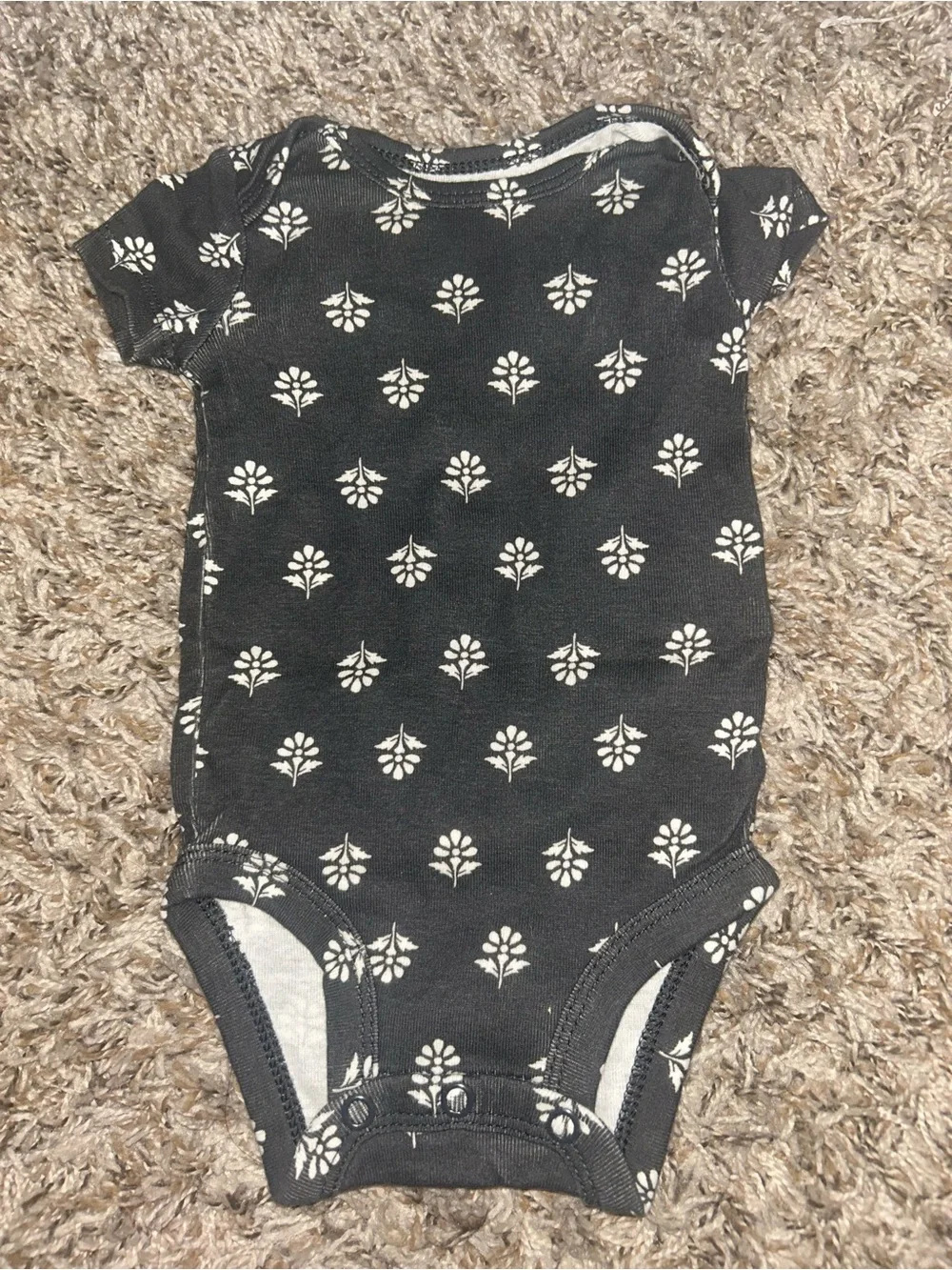 Black Floral Print Baby One-Piece Bodysuit